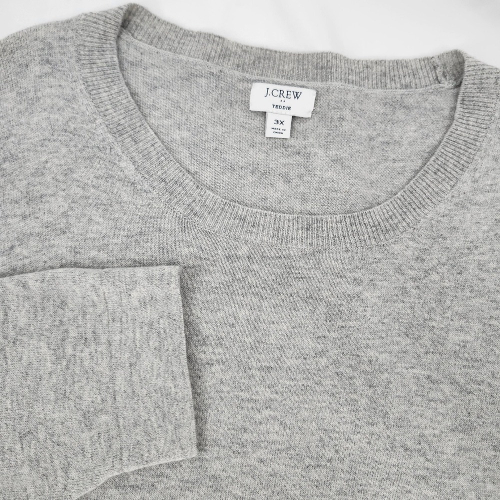 J.Crew Womens Gray Wool Blend Teddie Sweater Size 3X Preppy Minimalist Layering